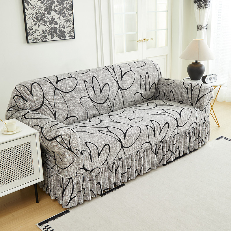 Universal Stretch Fitted Couch Slipcover – Hochelastischer Premium-Stoff, Eleganter Rüschensaum & Komplettes Wohnzimmer-Upgrade – Sofort-Sofa-Makeover in Minuten