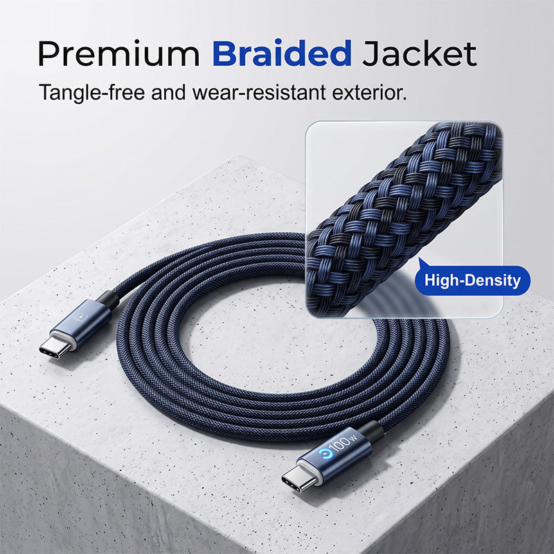 Type-C zu Type-C Schnellladekabel – 100W, automatische Stromabschaltung & verstärkte Dreifachstruktur – perfekt für Laptops, Tablets und Smartphones