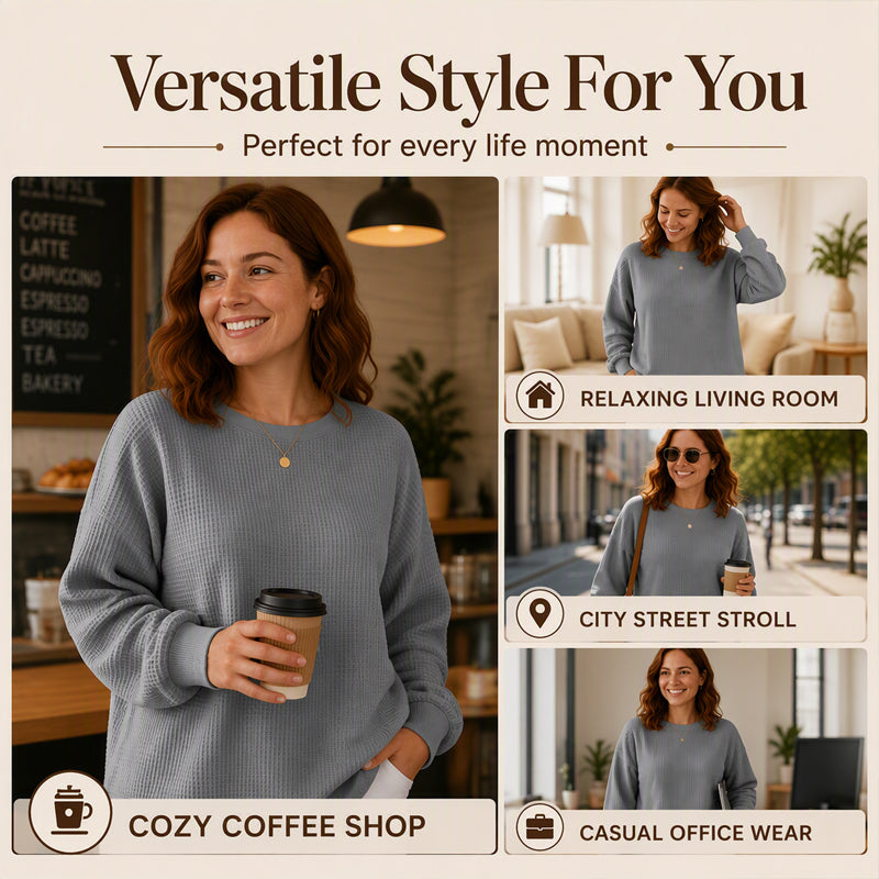 Waffelstruktur-Sweatshirt – Lockere Passform & Klassischer Stil für jeden Casual-Look