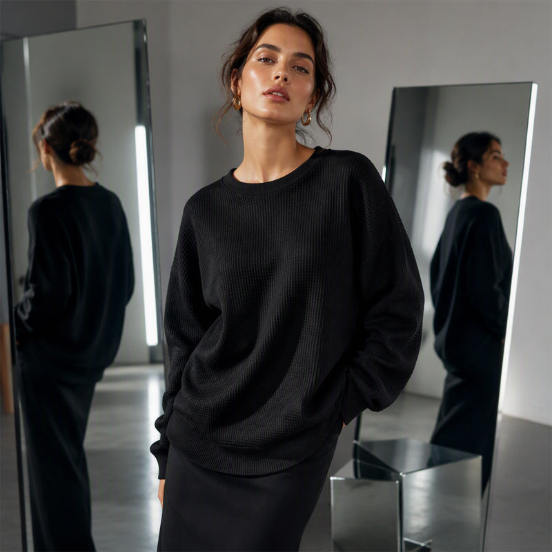 Waffelstruktur-Sweatshirt – Lockere Passform & Klassischer Stil für jeden Casual-Look