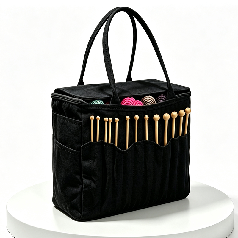 Praktische Garntasche aus strapazierfähigem Canvas mit cleveren Fächern für Nadeln und Schere