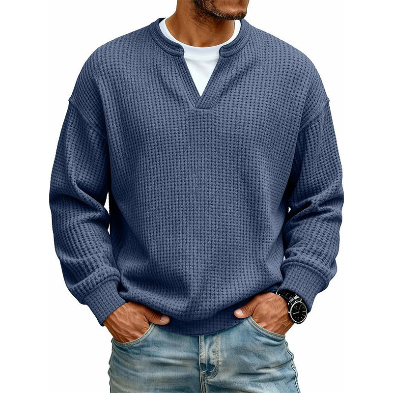 Herren Strukturiertes Waffel Langarm-Shirt im Lagen-Look