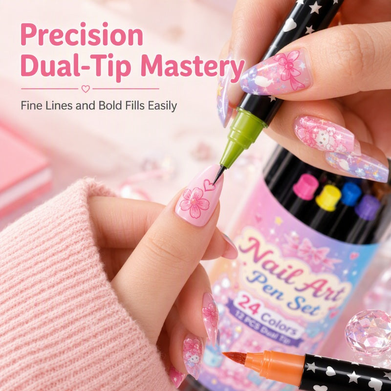 24 Farben Dual Ended Nail Art Stifte Set