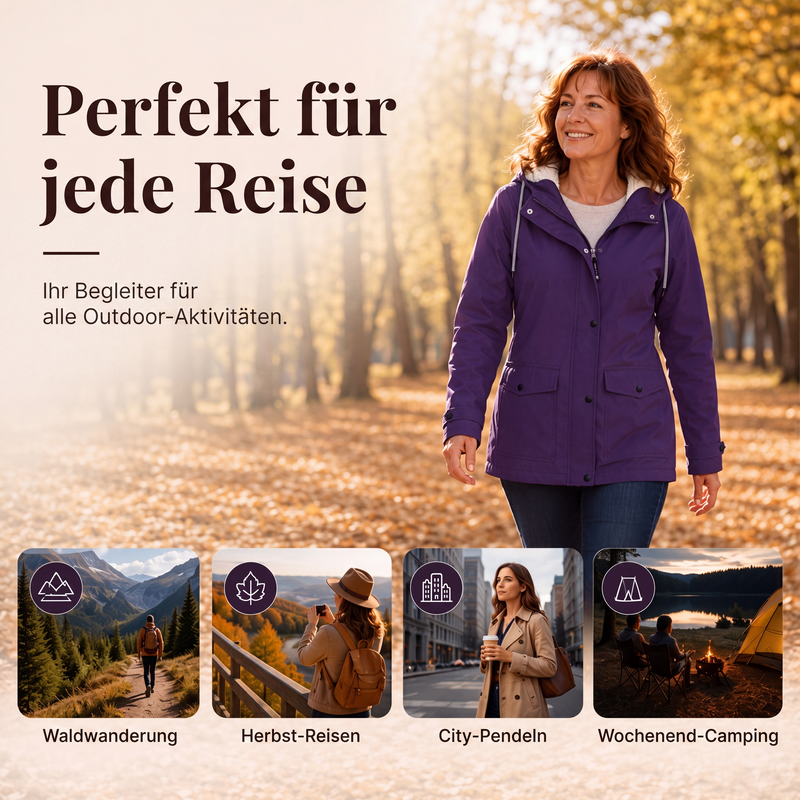 Winddichte Jacke mit weichem Fleecefutter und Kapuze – für alle Wetterlagen