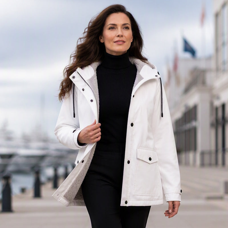 Winddichte Jacke mit weichem Fleecefutter und Kapuze – für alle Wetterlagen