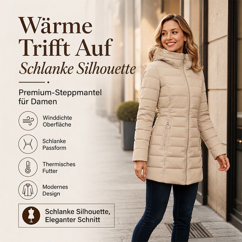 Damen-Wintermantel mit Kapuze und Isolierung