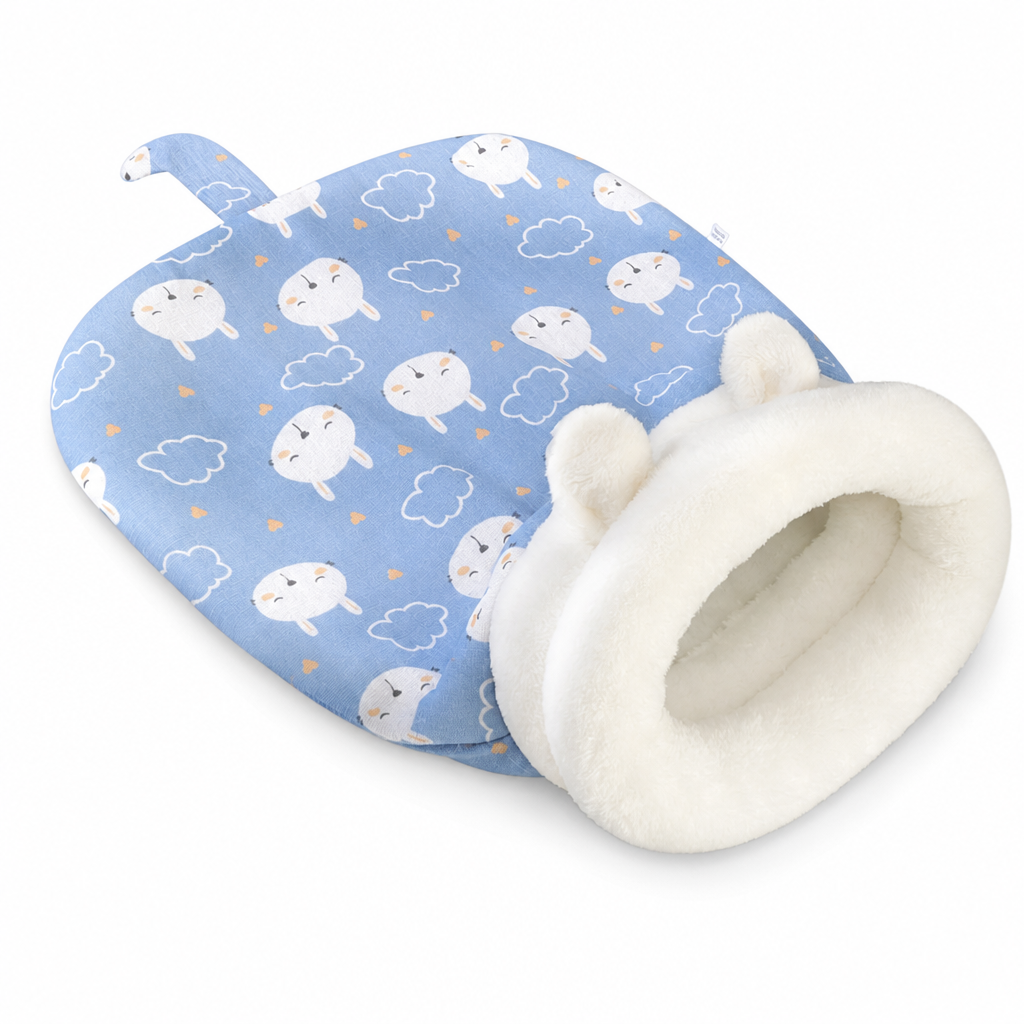 Halbgeschlossener warmer Schlafsack, weiche Tiefschlaf-Höhlenbett für Haustiere mit Decke für Katzen und kleine Hunde