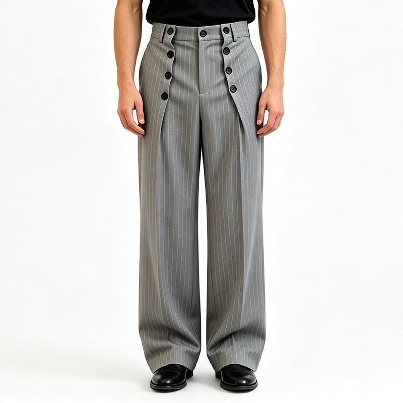 Elegante drapierte Hose mit doppelter Knopfleiste und hoher Taille für Herren