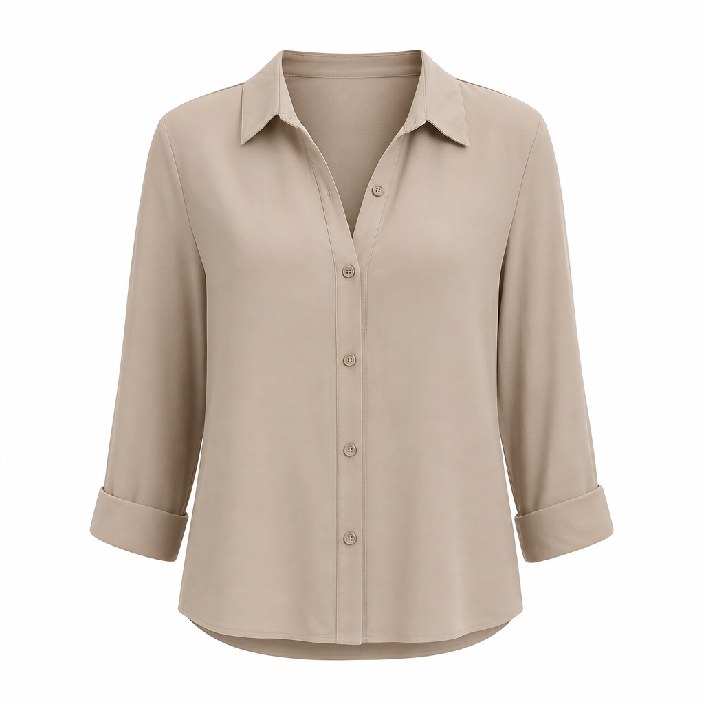 Damen Elegante Casual Langarm Bluse mit Knopfleiste