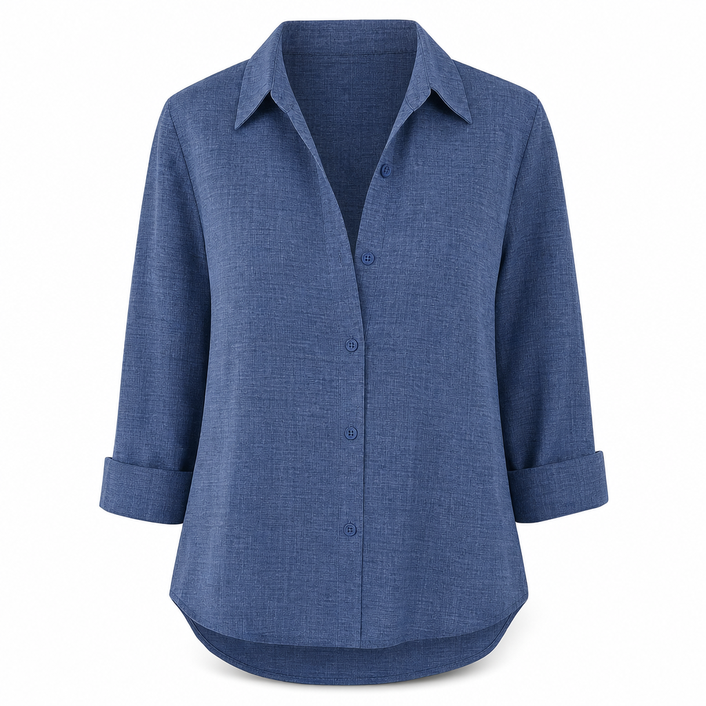 Damen Elegante Casual Langarm Bluse mit Knopfleiste