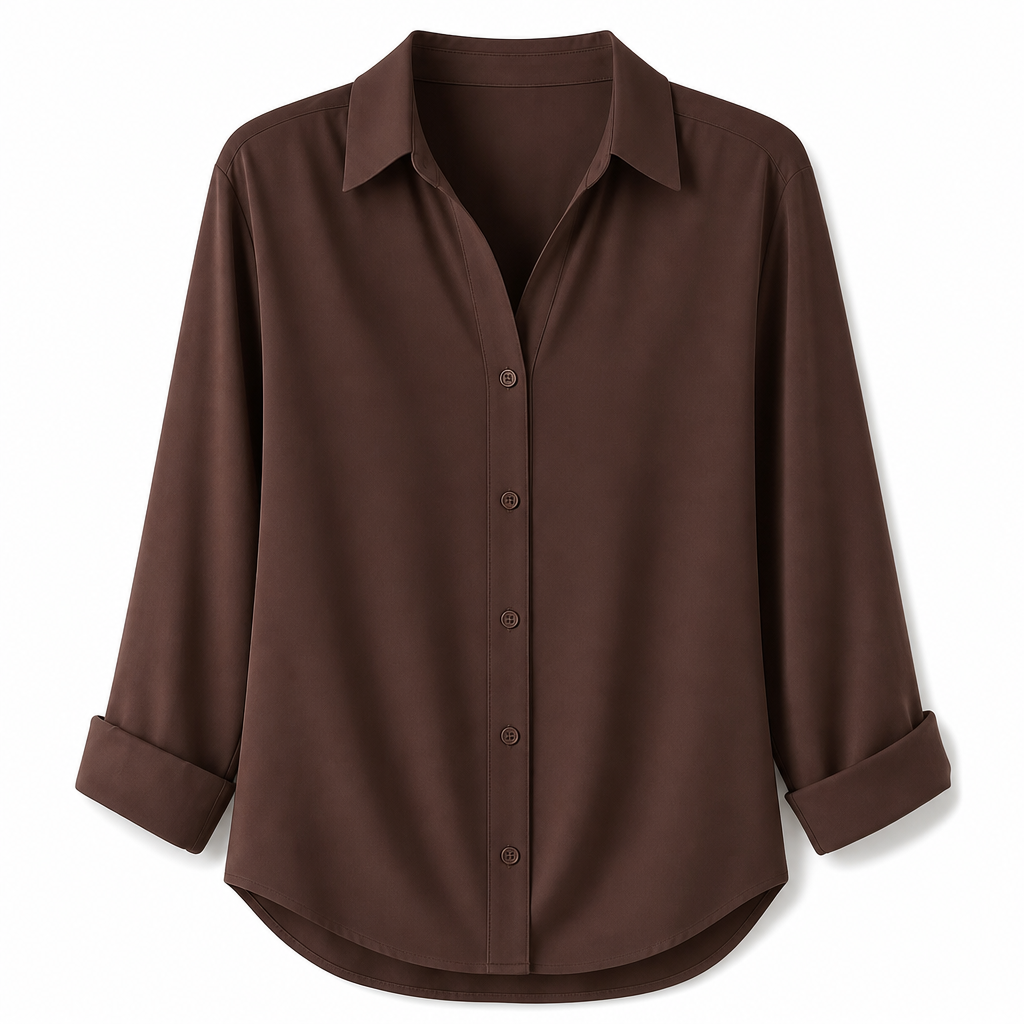 Damen Elegante Casual Langarm Bluse mit Knopfleiste