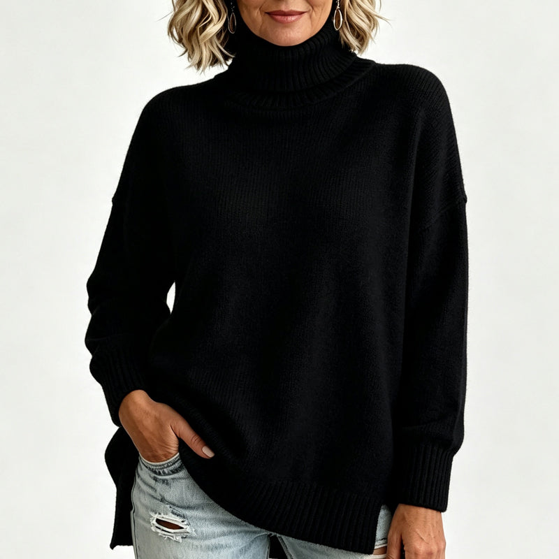 Damen Locker Sitzender Gestrickter Rollkragenpullover