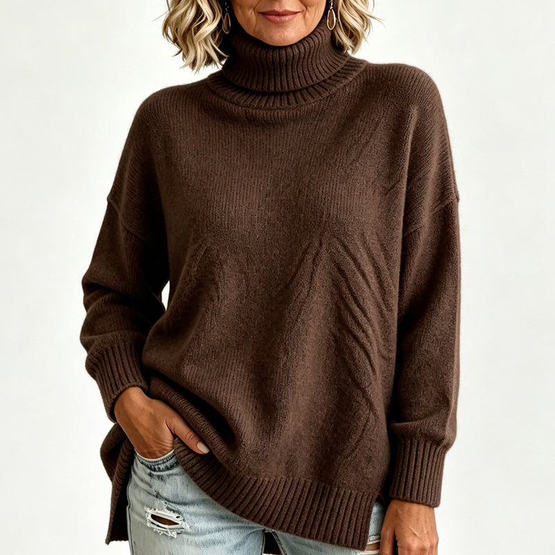 Damen Locker Sitzender Gestrickter Rollkragenpullover