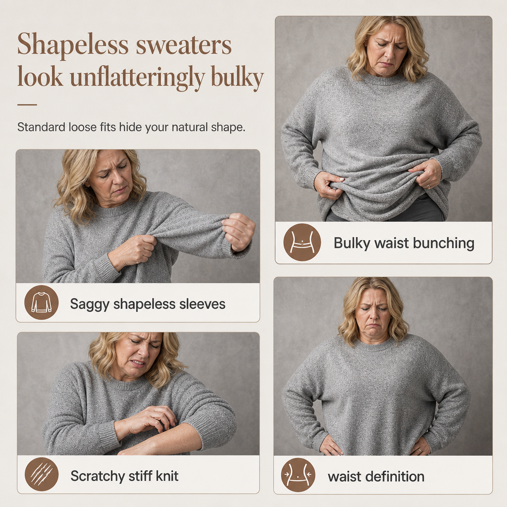 Damen-Strickpullover mit Rundhalsausschnitt – Dehnbar & Formbeständig, Sechs Herbstfarben