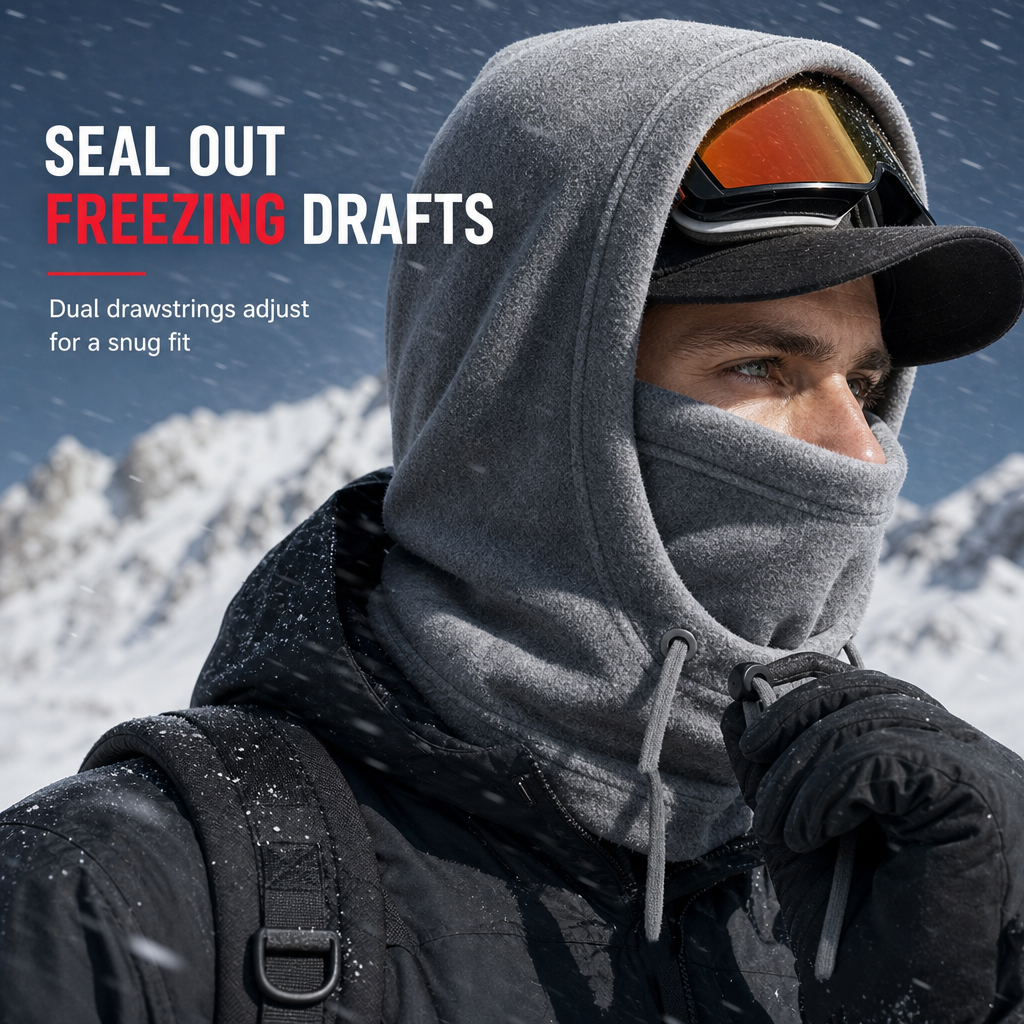 3-in-1 Winter Balaclava – windproof, bedeckt Kopf, Nacken, Gesicht & Ohren. Verstellbare Passform für Skifahren, Radfahren & kaltes Wetter