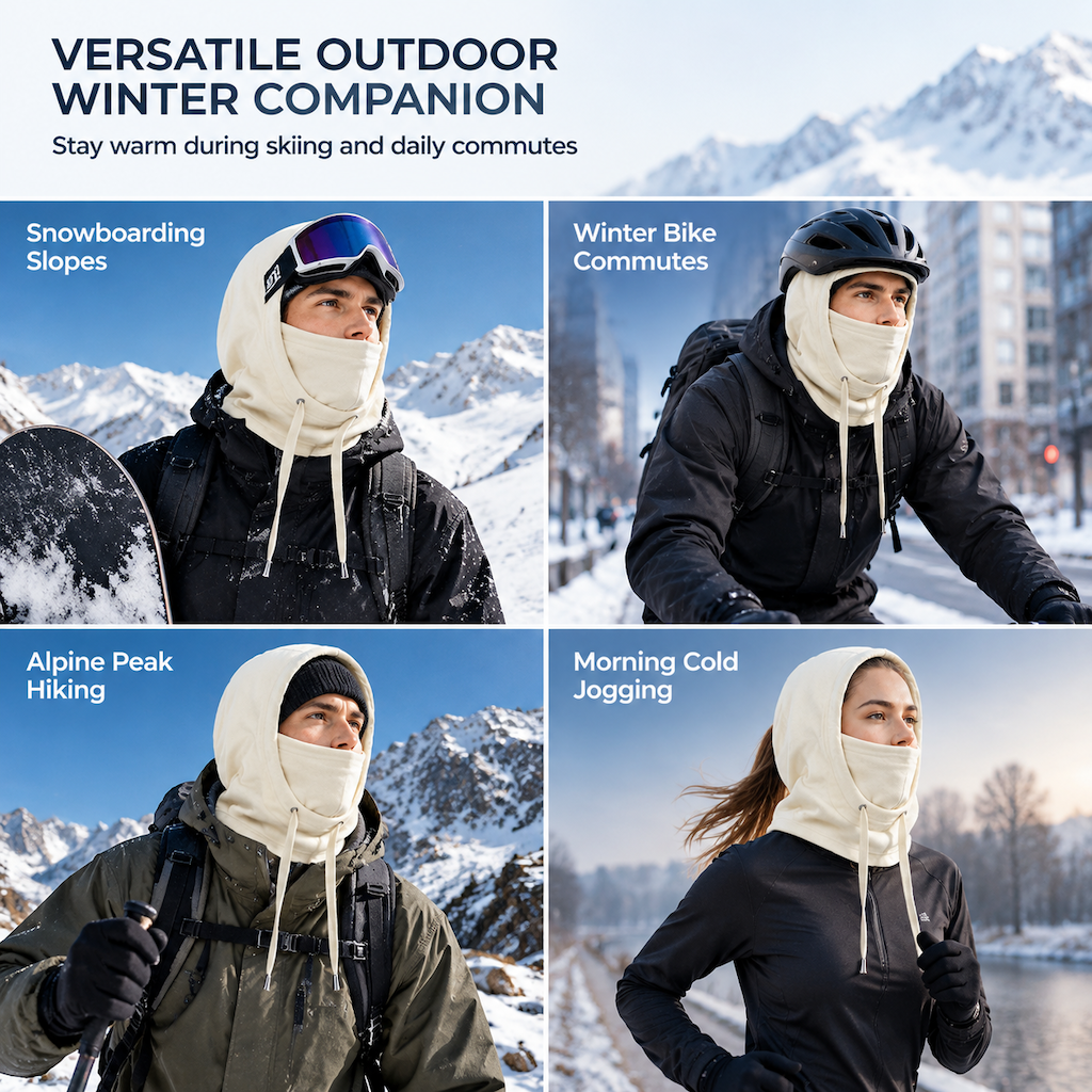 3-in-1 Winter Balaclava – windproof, bedeckt Kopf, Nacken, Gesicht & Ohren. Verstellbare Passform für Skifahren, Radfahren & kaltes Wetter