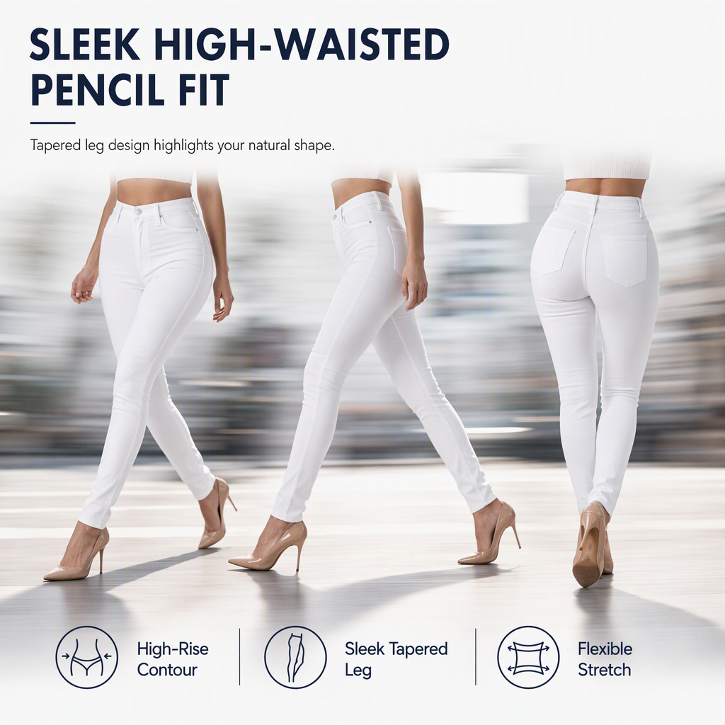 Hochgeschnittene Stretch-Bleistifthose mit schmeichelnder Form