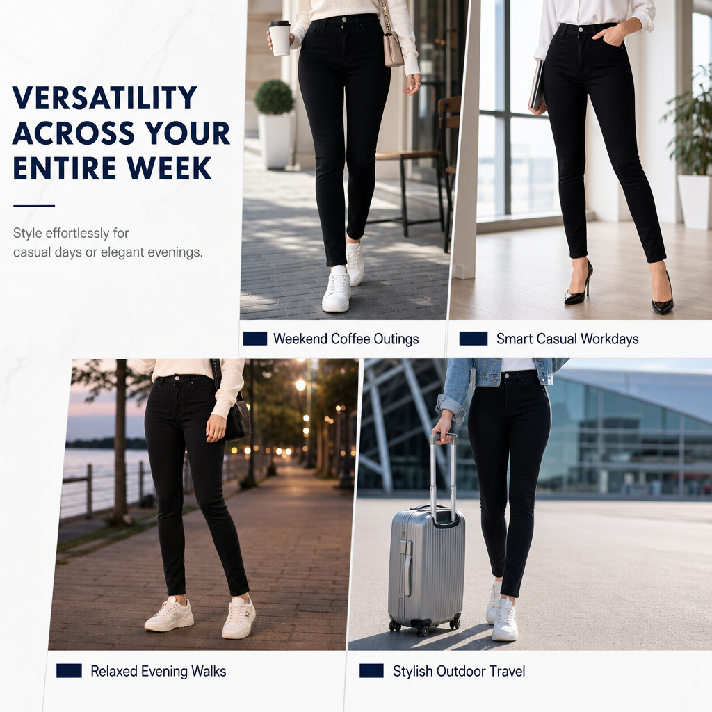 Hochgeschnittene Stretch-Bleistifthose mit schmeichelnder Form