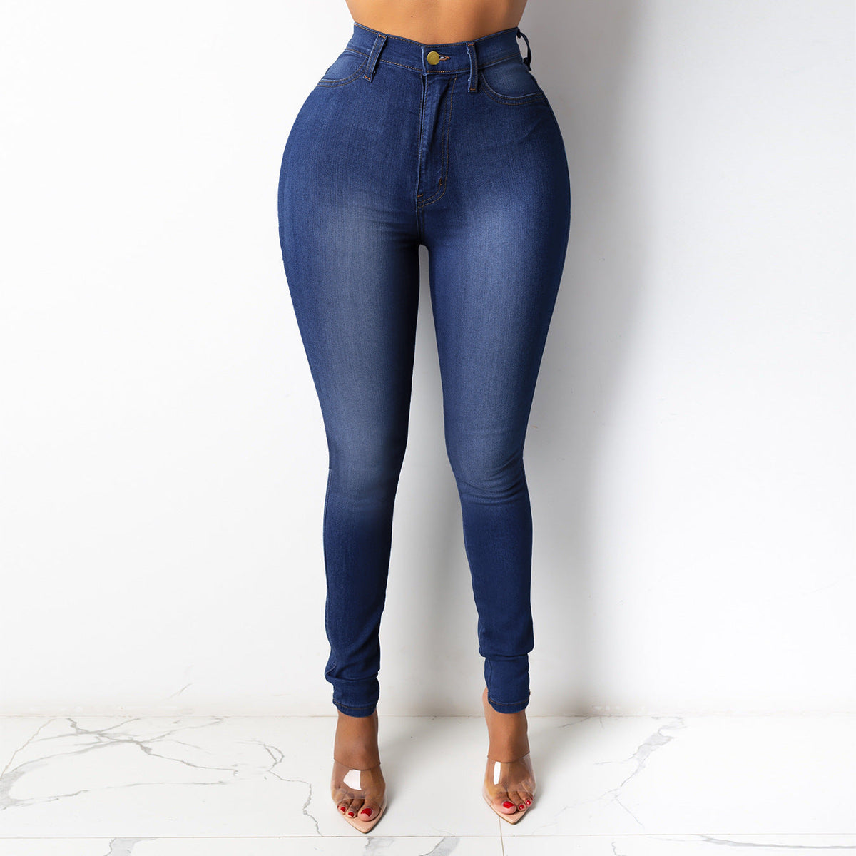 Hochgeschnittene Stretch-Bleistifthose mit schmeichelnder Form