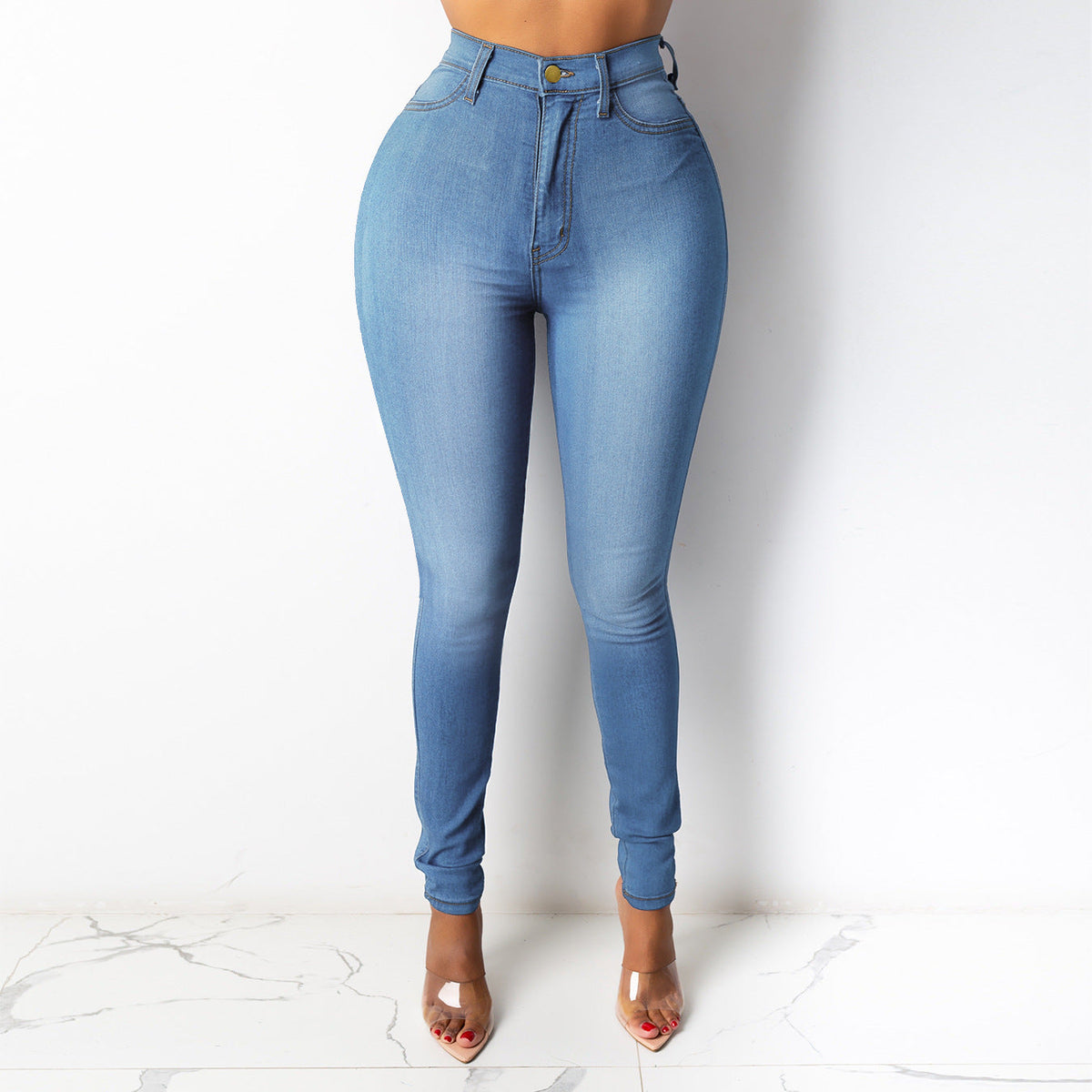 Hochgeschnittene Stretch-Bleistifthose mit schmeichelnder Form