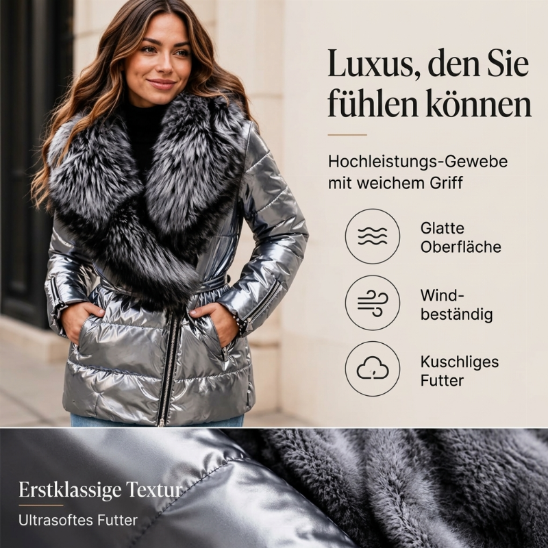 Gesteppte Damenjacke mit Kunstfellkragen