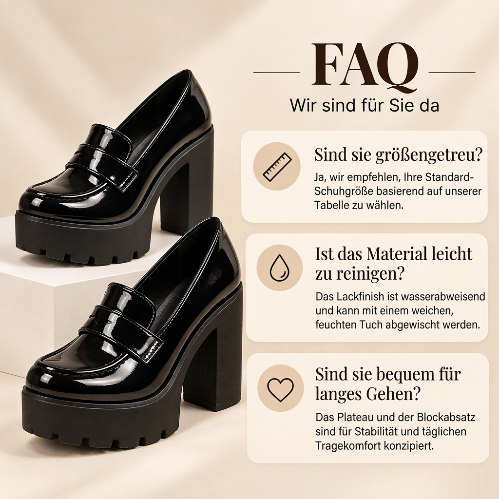 Damen-Loafer mit Plateau-Sohle & klobigem Absatz – bequem & stylish