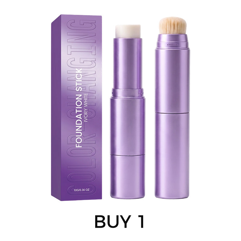 2-in-1 Farbwechselnder Foundation-Stick mit integriertem Pinsel, glatte aufbaubare Deckkraft und einfaches Make-up für unterwegs
