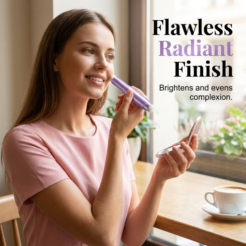 2-in-1 Farbwechselnder Foundation-Stick mit integriertem Pinsel, glatte aufbaubare Deckkraft und einfaches Make-up für unterwegs