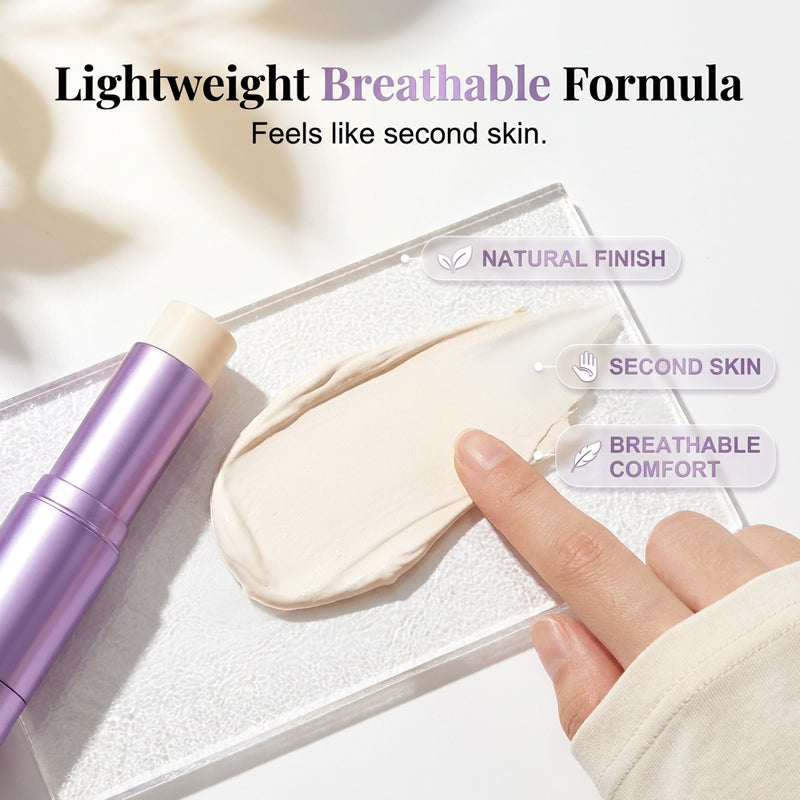 2-in-1 Farbwechselnder Foundation-Stick mit integriertem Pinsel, glatte aufbaubare Deckkraft und einfaches Make-up für unterwegs