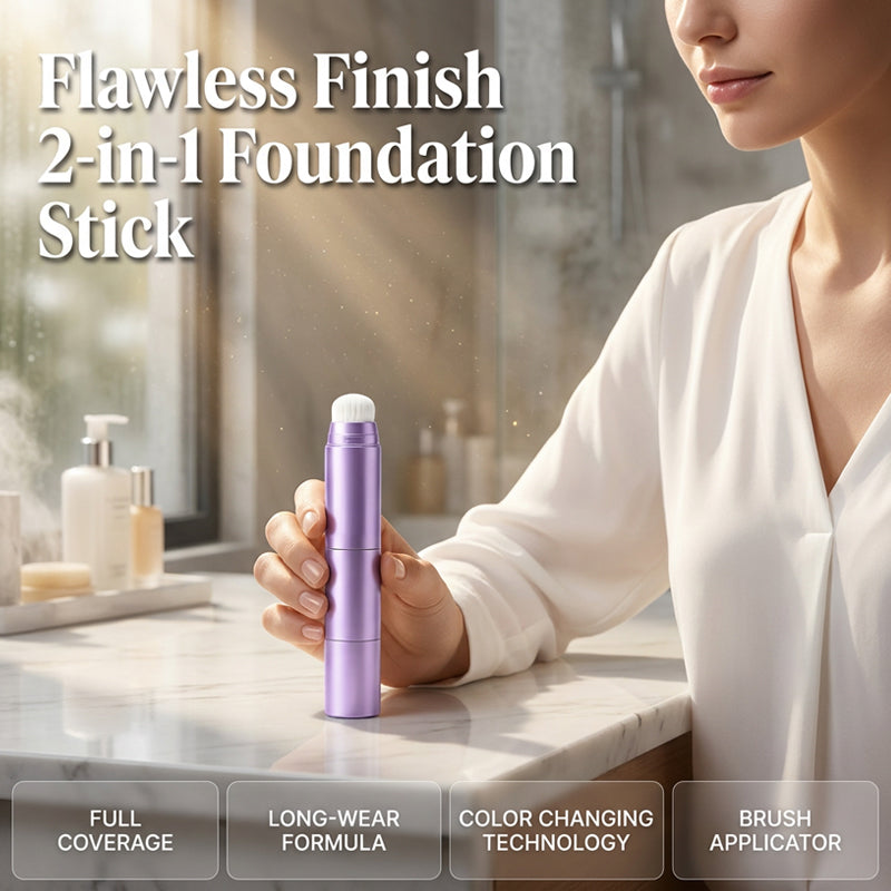2-in-1 Farbwechselnder Foundation-Stick mit integriertem Pinsel, glatte aufbaubare Deckkraft und einfaches Make-up für unterwegs