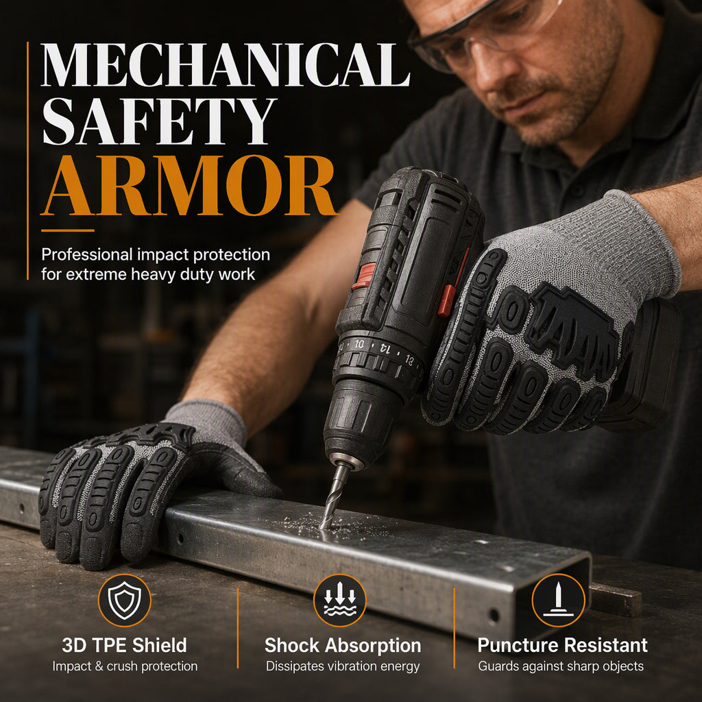 Verstärkte Schlagfeste Arbeitshandschuhe | Heavy Duty Sicherheitshandschuhe, Stoß- & Verschleißschutz für Mechaniker & Bau