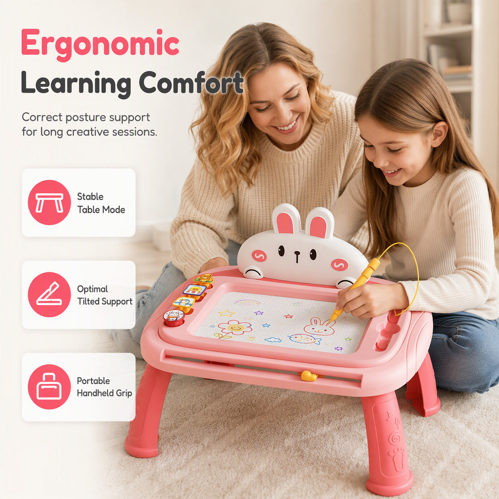 Magnetische Maltafel für Kinder – Bunt, abwischbar mit Stift und 4 Stempeln