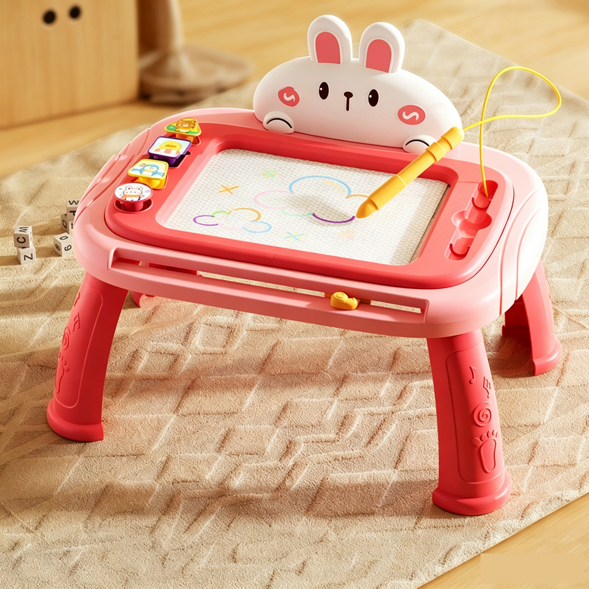 Magnetische Maltafel für Kinder – Bunt, abwischbar mit Stift und 4 Stempeln