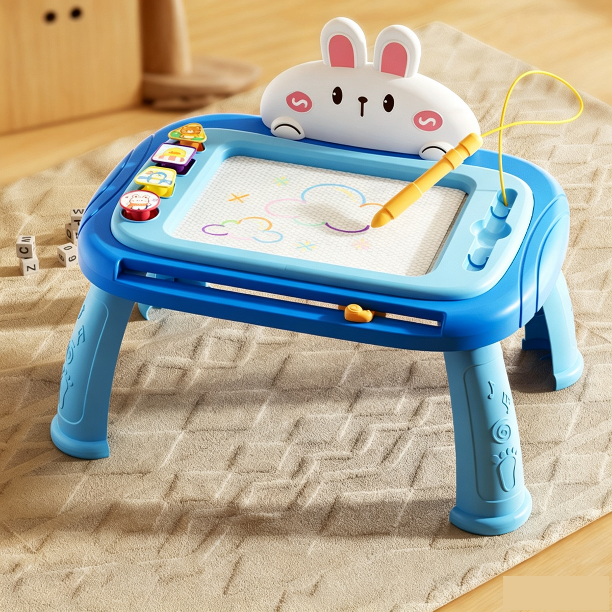 Magnetische Maltafel für Kinder – Bunt, abwischbar mit Stift und 4 Stempeln