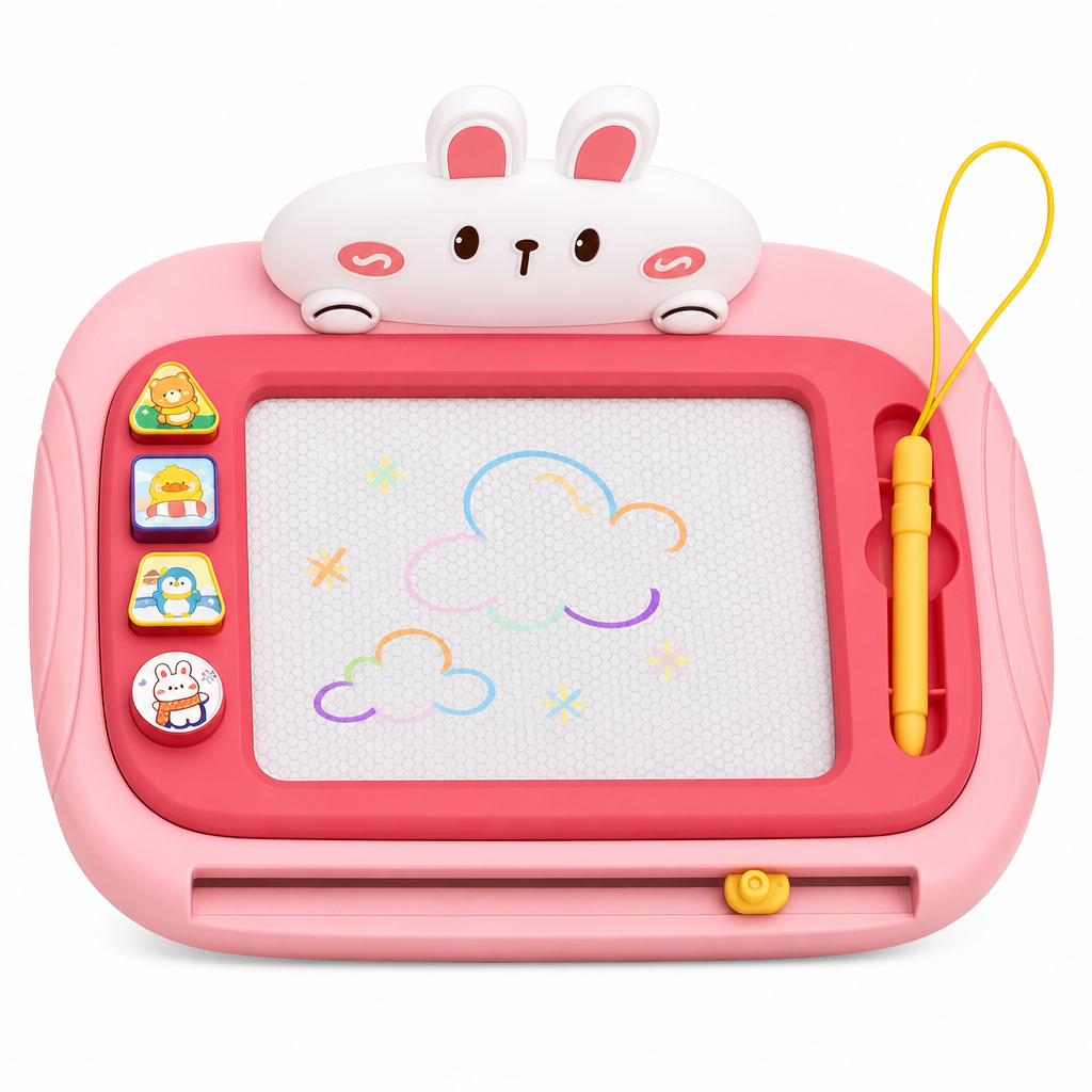 Magnetische Maltafel für Kinder – Bunt, abwischbar mit Stift und 4 Stempeln