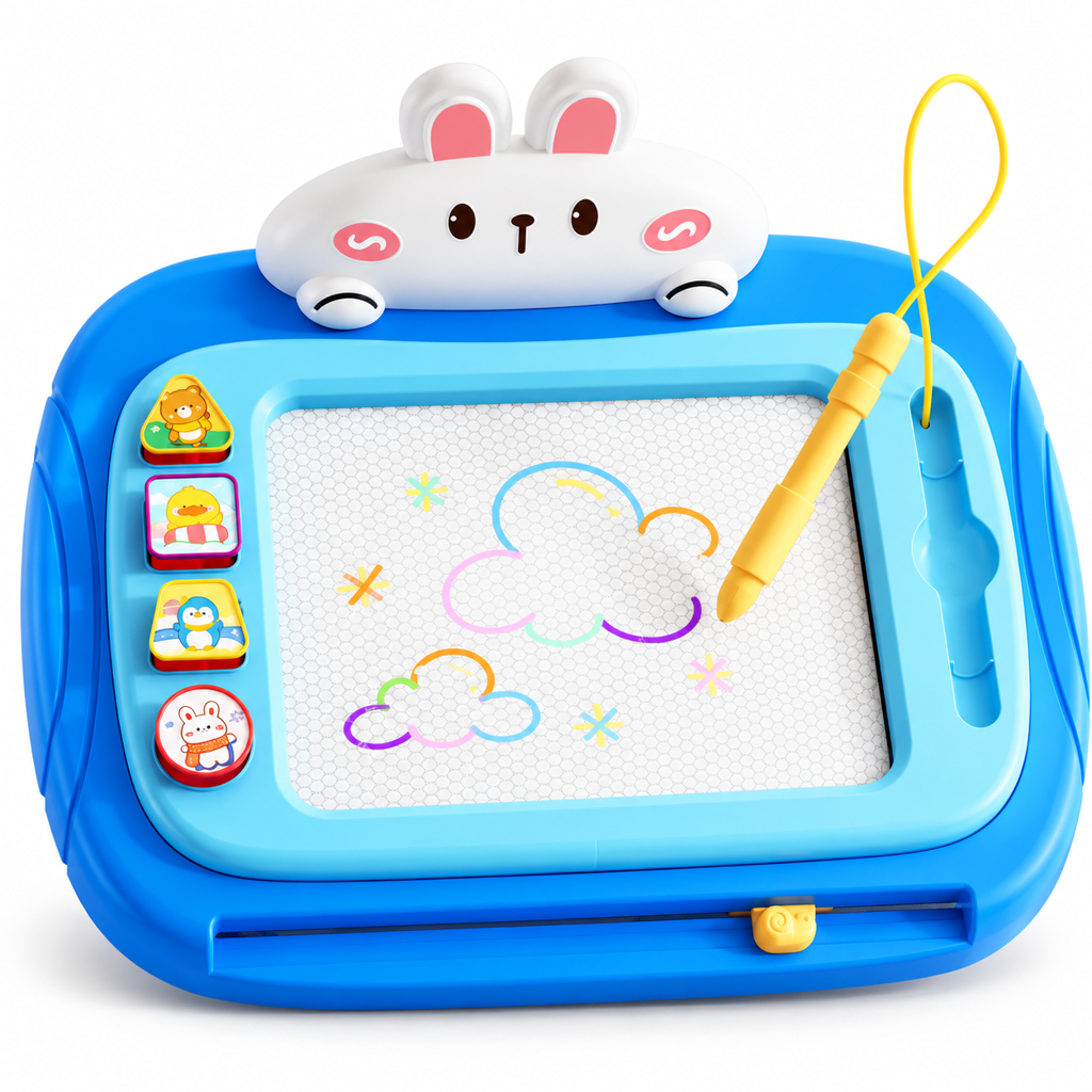 Magnetische Maltafel für Kinder – Bunt, abwischbar mit Stift und 4 Stempeln