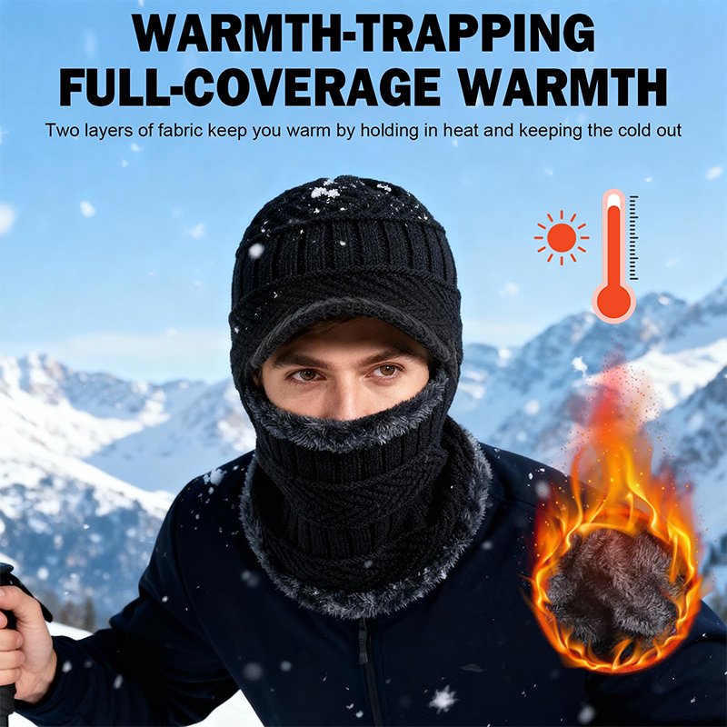 3-in-1 Winter Balaklava Thermische Kapuze mit Schirm