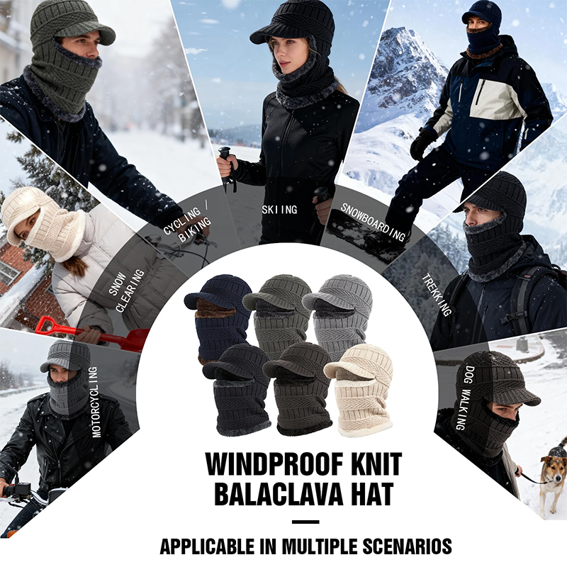 3-in-1 Winter Balaklava Thermische Kapuze mit Schirm