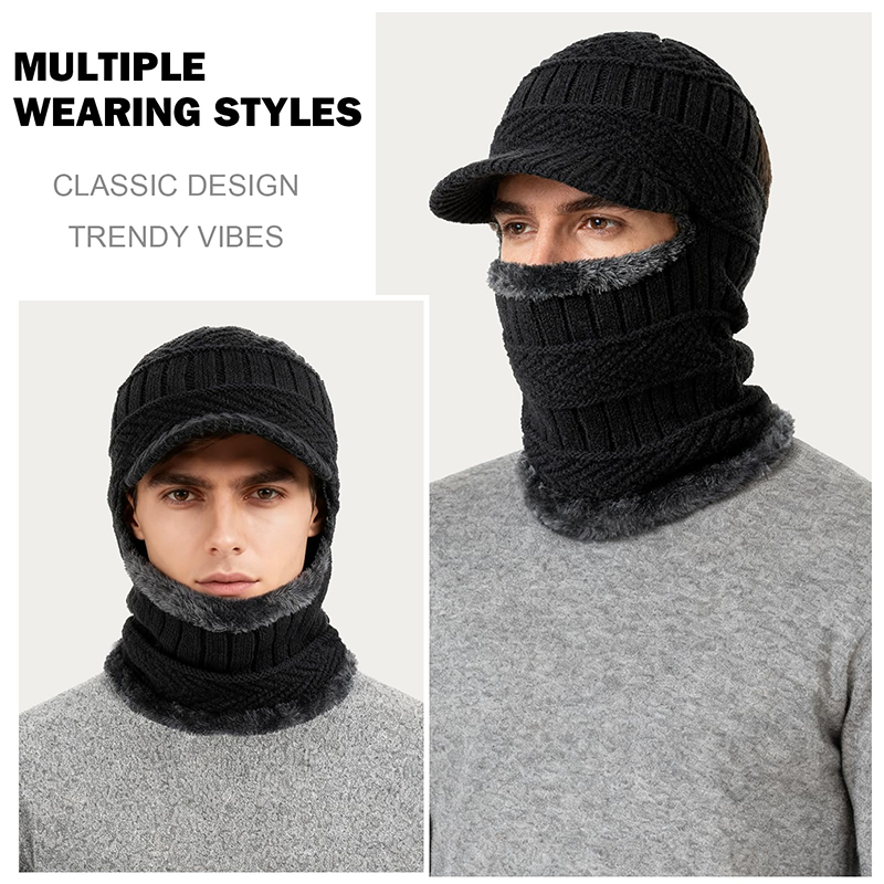 3-in-1 Winter Balaklava Thermische Kapuze mit Schirm