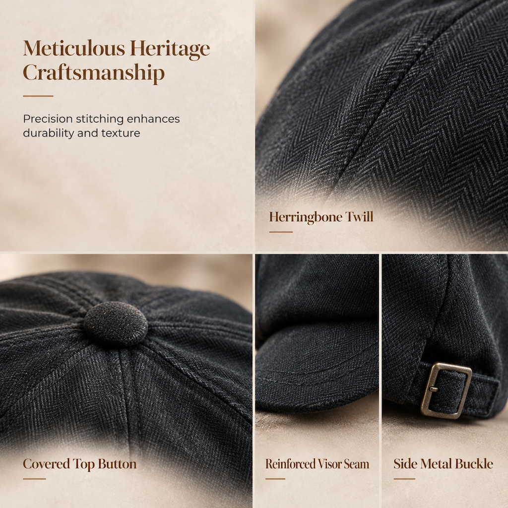 Vintage Newsboy Cap im britischen Stil für Männer und Frauen Klassische lässige flache achteckige Baskenmütze