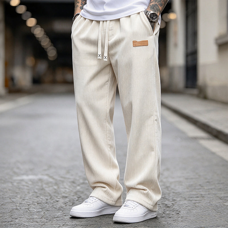 Herren Leichte Cord Freizeithose Loose Fit Gerade Beine
