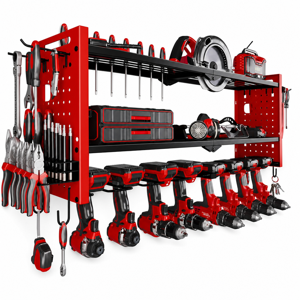 Wandmontiertes Heavy Duty Eisen Elektrowerkzeug-Organizer und Garage Bohrer Aufbewahrungsregal