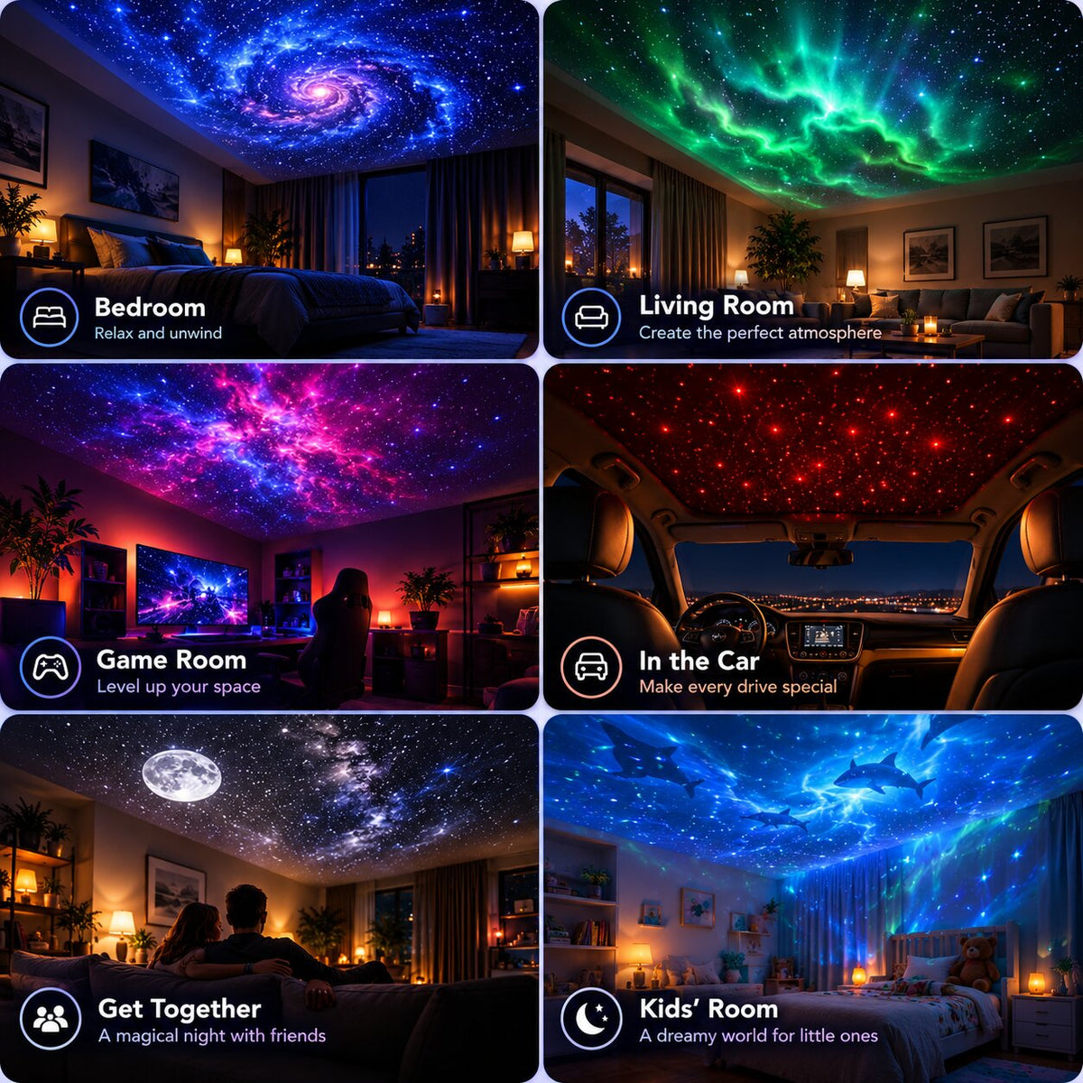 Sternenhimmel Projektor mit wechselbaren Motiven