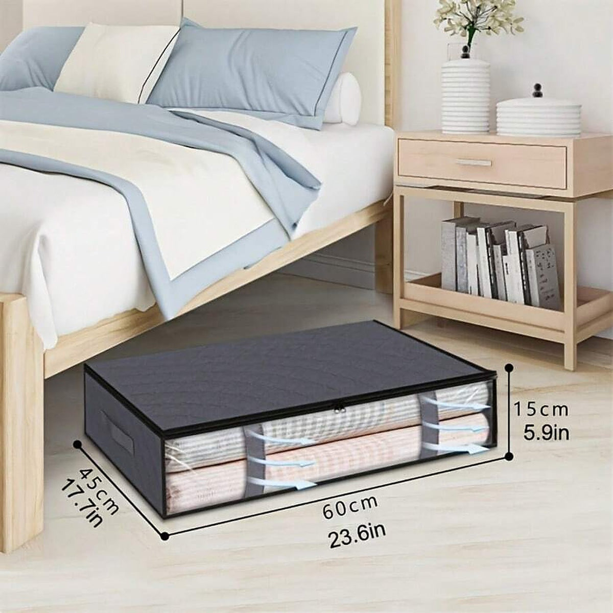2er-Pack: Unterbett- und Über-Kleiderschrank-Aufbewahrungstaschen mit durchsichtigem Fenster
