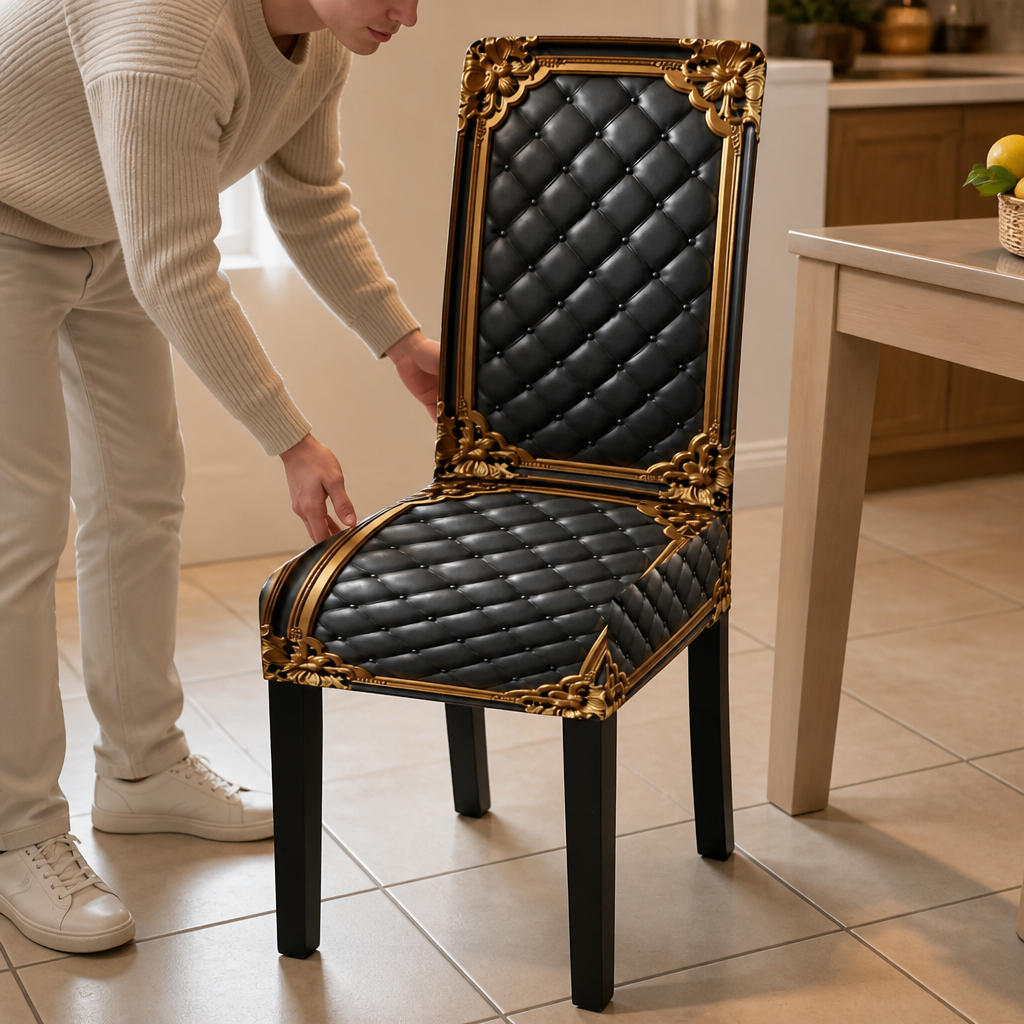 Barock-Druck Stretch-Stuhlhussen für Esszimmerstühle (6er-Pack)