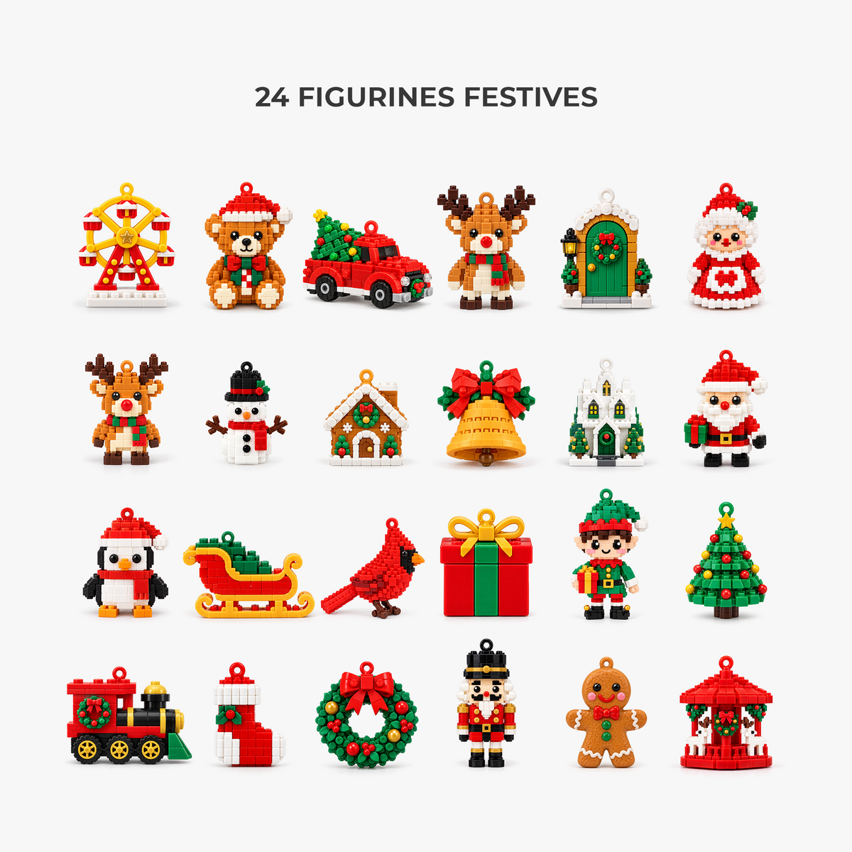 Weihnachts-Adventskalender mit Mini-Ornamenten aus Steinen
