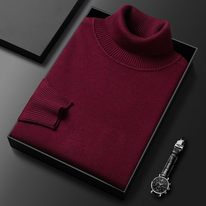 Herren Rollkragenpullover aus Kaschmir-Mischung mit feinem Rippfinish
